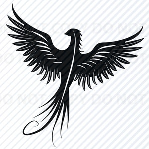 Phoenix Fantasy SVG Silhouette-Vector Images Clipart-Phoenix fichiers SVG Image-Black Dragon svg-Eps, Png, Dxf-Clip Art