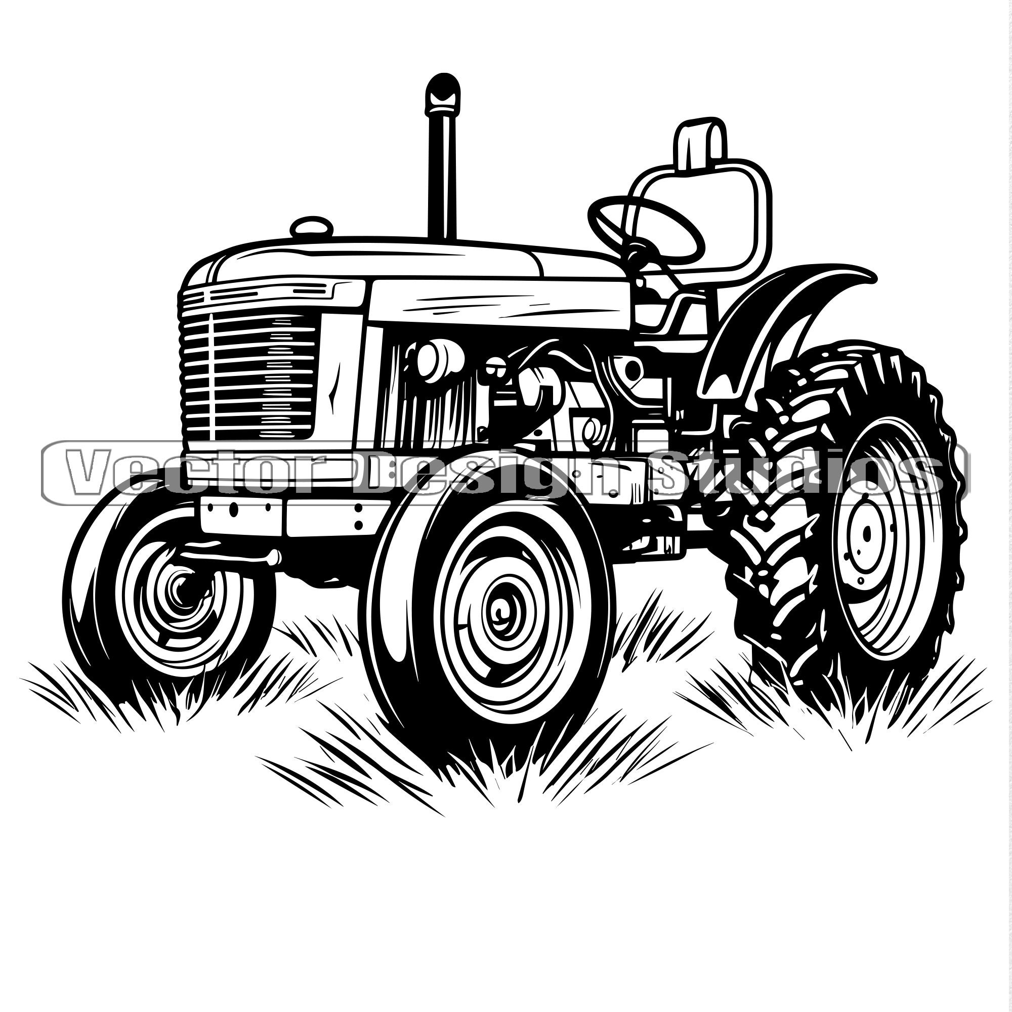 Old Rustic Farm Tractor Svg & PNG Files, Farmers Clipart Silhouette, Farming Vector Images, Png For T shirt Design, Digital Download Svg