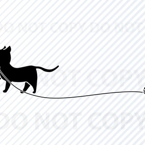 Cat With Yarn SVG File - Black & White  Cat Vector Images  Kitten Clip Art SVG Files Eps, dxf  ClipArt Yarn Silhouette - Cat png