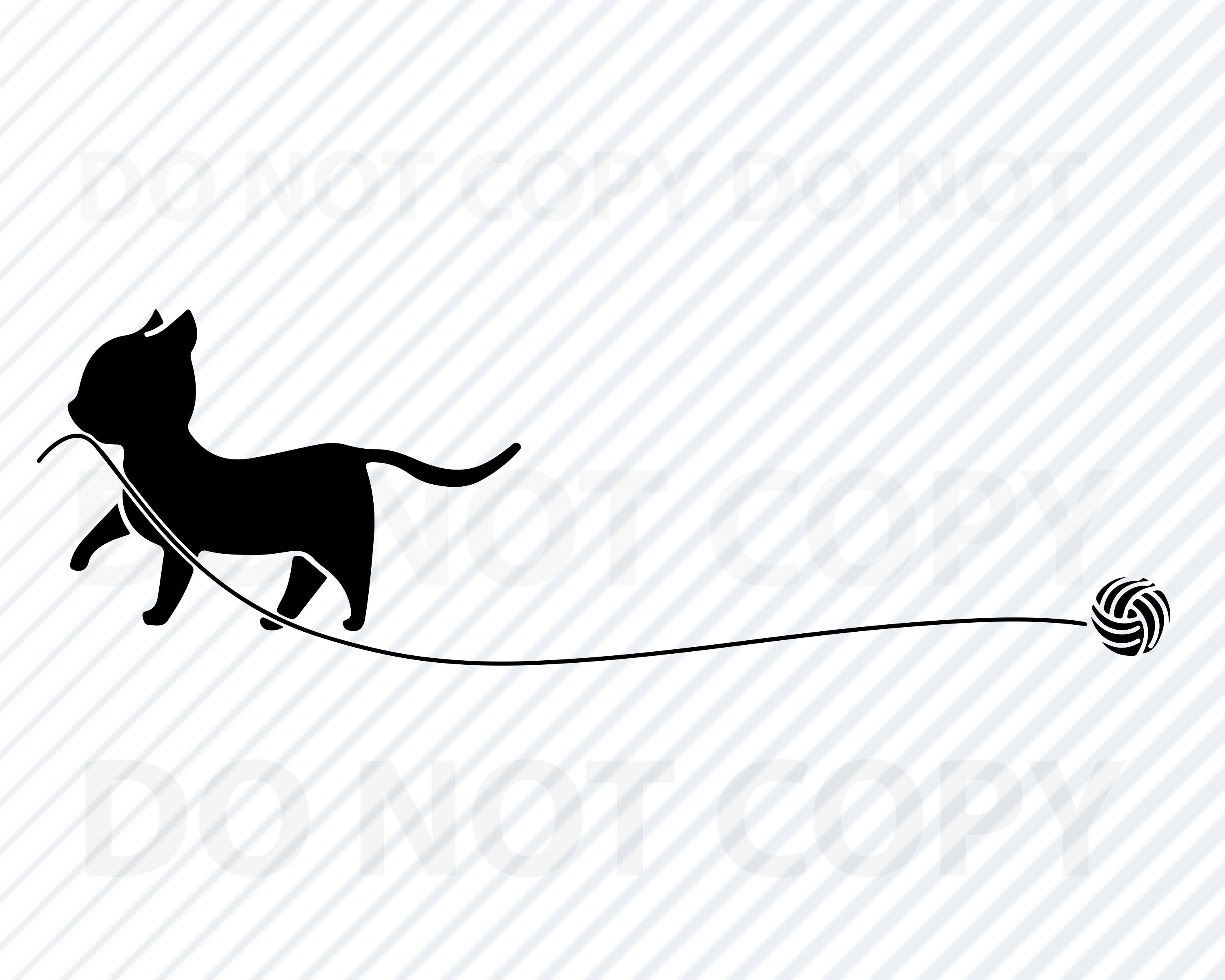 Cat With Yarn SVG File Black & White Cat Vector Images Kitten Clip Art SVG  Files Eps, Dxf Clipart Yarn Silhouette Cat Png - Etsy Norway