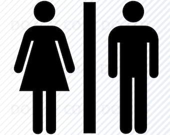 トイレ標識 SVG ファイル - バスルーム ベクター画像 クリップアート - 男性用トイレ SVG 画像 - 女性用トイレ シルエット - Eps、Png、Dxf クリップアート
