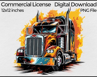 Semi Truck Png for Sublimation, Semi Rig truck clip art, 18 wheeler T shirt Design Big Rig freight truck clipart
