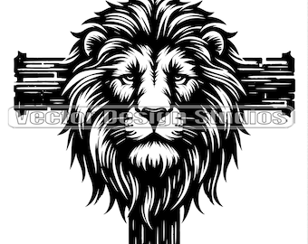 Lion and Cross SVG, Christian Silhouette, Jesus Lion of Judah (Digital Download)