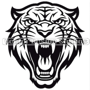 Tiger Face Svg & PNG Files, Safari Animals Clipart Silhouette Vector Image, Cut File SVG for shirts, Roaring Tiger Head  Digital download