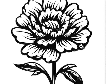 Marigold Flower SVG File For October Birth Month - Floral Vector Images, Flowers Silhouette, Marigold Flowers SVG design, flower ClipArt