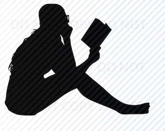 Vrouw leesboek SVG - boeken Vector afbeeldingen silhouet Clip Art boeken lezen - SVG-bestanden - Eps, Png, dxf Stencil ClipArt