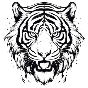 Tiger Kopf SVG & PNG Dateien, Safari Tiere Clipart Silhouette Vektor Bild, geschnitten Datei SVG für Shirts, transparenter Hintergrund digitaler download