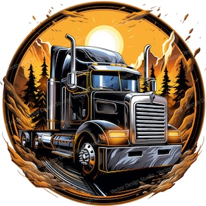 Semi Truck Png for Sublimation, Semi Rig Truck clip art, 18 wheeler T shirt Design, Big Rig Freight Truck clipart