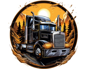Semi Truck PNG Clipart, 18 Wheeler T-Shirt Design (Digital Download)
