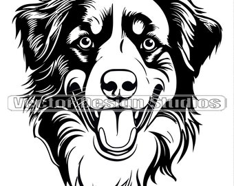 Australian Shepherd Head SVG – Aussie Dog Vector Clipart (Digital Download)
