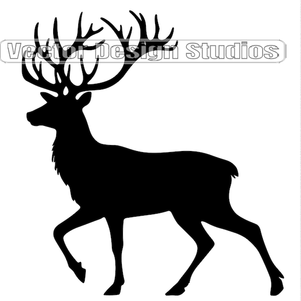 Deer Svg & PNG Files, Hunting Design Clipart, Woodland Silhouette Vector Image, Buck Hunter Cut File SVG for shirts Transparent Background