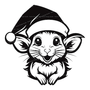 Christmas Mouse Svg & PNG Files, Cute Mouse logo Silhouette Vector Image Clipart, SVG For T shirt Design, Transparent Background print file