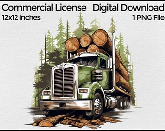 Logging Truck Png for Sublimation, Logger truck clip art, Logger T shirt Design,
