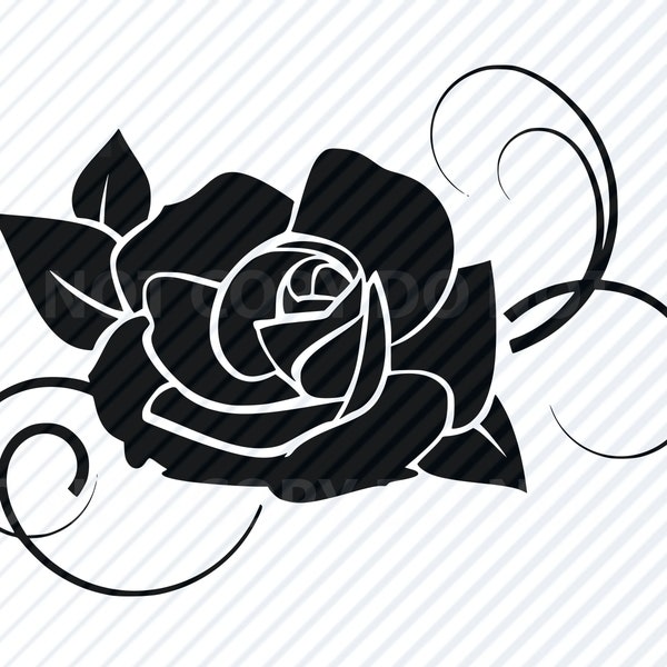 Black Rose Flower SVG Files - Flower Vector Images Clipart - Floral Swag SVG Image Eps, Png ,Dxf Rose Stencil Clip Art Wedding svg