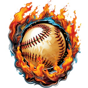 Flaming BaseBall Png for Sublimation & T shirt Designs, Baseball clipart digital download