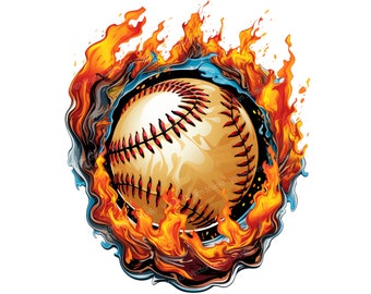 Flaming BaseBall Png for Sublimation & T shirt Designs, Baseball clipart digital download
