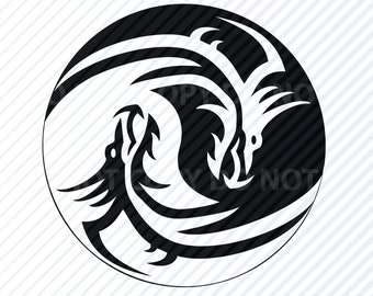 Dragon Yin Yang SVG – Tribal Vector Clipart (Digital Download)