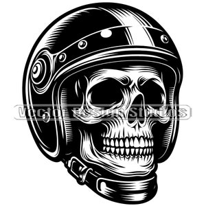 Biker Skull Svg & PNG Files, Skull Helmet Tattoo Clipart, Silhouette ...