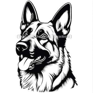 Schäferhund Kopf SVG-Datei - Schäferhund Profil Vektor Bilder Clipart, Polizeihund K-9 SVG-Bild