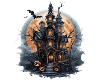 Spooky Haunted House PNG Clipart, Halloween Sublimation Design