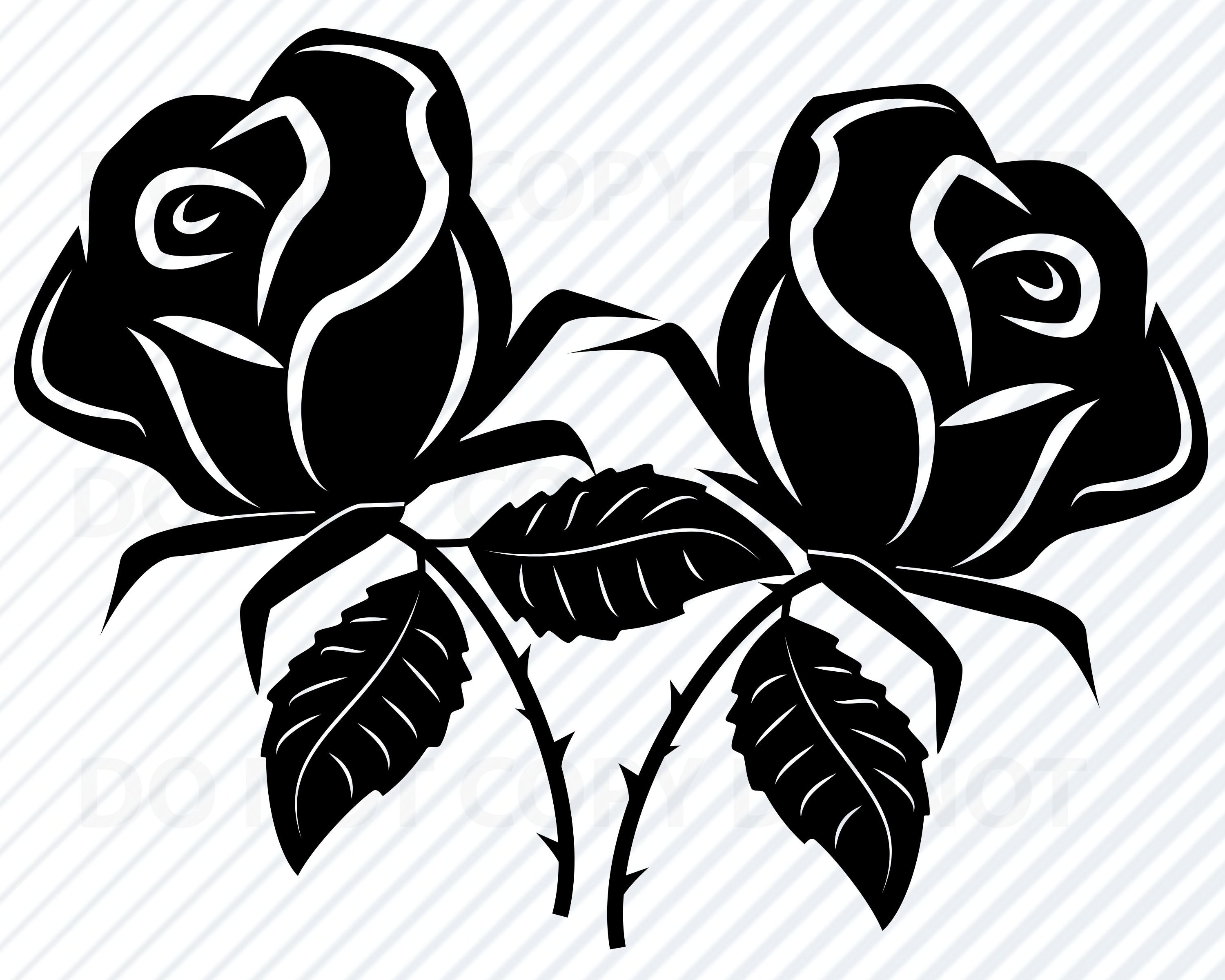 Roses SVG Files - Flower Vector Images Clipart Floral Swag SVG Image Eps,  Png ,Dxf Black Rose Stencil Clip Art Wedding svg decor