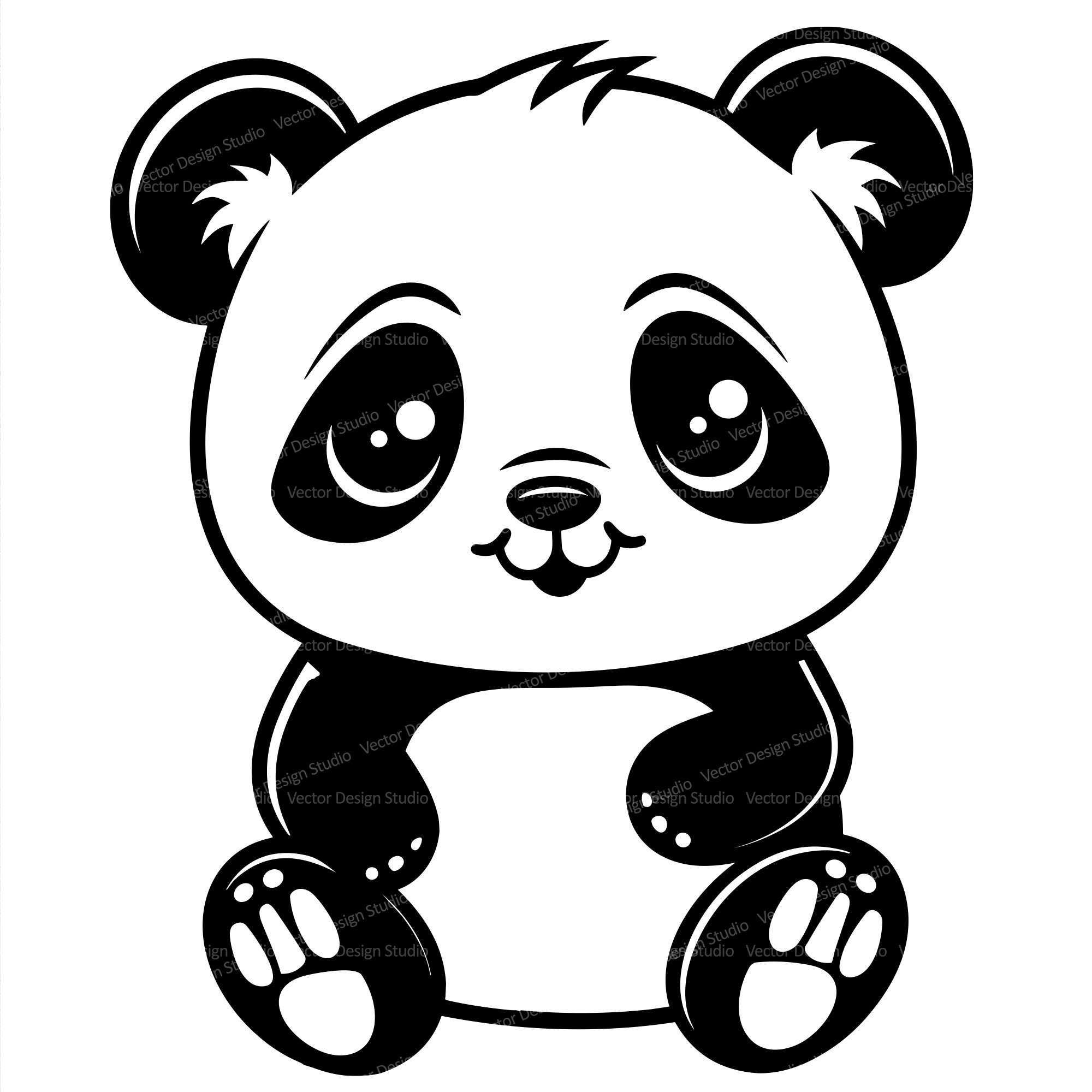 Desenho Bonito Esboço Panda Urso Rosto Design Gráfico Ilustraciones svg,  vectoriales, clip art vectorizado libre de derechos. Image 79193100