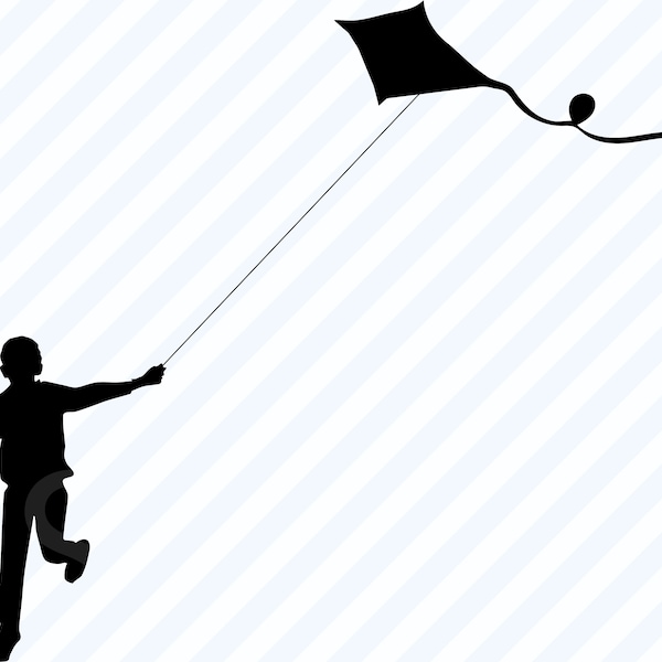 Boy Flying Kite SVG File- Boy Clip Art -  Eps, Boy dxf ClipArt Boy Flying Kite png boys Playing vector, Child png - cnc files