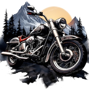 Motorcycle Png graphic for Sublimation, Motorcycle Chopper clip art, mug & T shirt Design sublimation image, Biker clipart