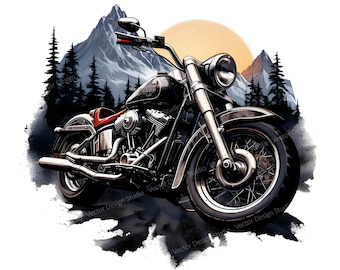 Motorrad Png Grafik für Sublimation, Motorrad Chopper Clip Art, Becher & T-Shirt Design Sublimationsbild, Biker Clipart
