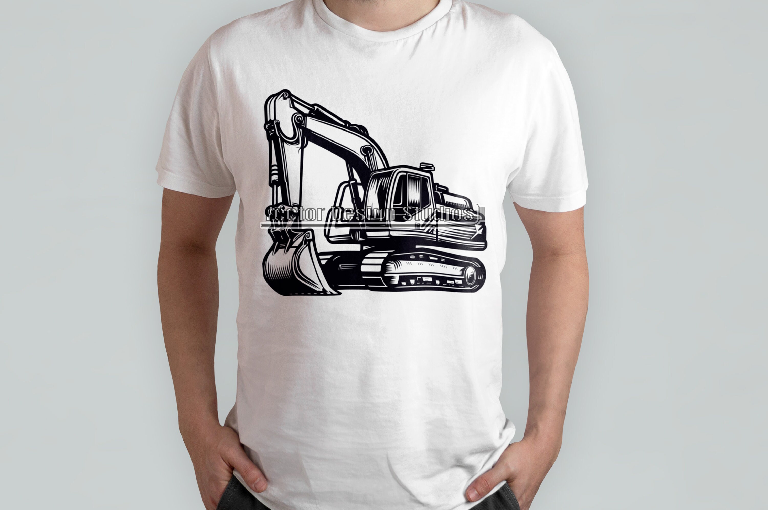 Maglietta Uomo Operatore Escavatore Con Stampa 3D – Camicia Casual Manica Corta Per Cantieri E Tempo Libero