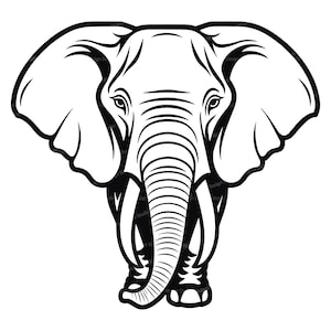 Elephant Svg & PNG Files, Elephant Cut File Clipart Silhouette Vector Image, African Animals SVG For T shirt Design, Transparent Background