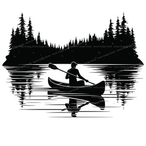 Canoeing  Svg & PNG Files, Canoe Clipart Silhouette Vector Image, Outdoors Camping SVG For T shirt Design Transparent Background