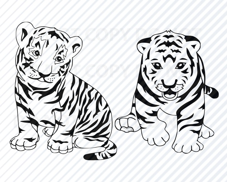 Download Art Collectibles Clip Art Black White Transfer Vector Images Tiger Clip Art Svg Files For Cricut Baby Tiger 2 Svg Png Eps Dxf Lion Stencil Clipart Silhouette