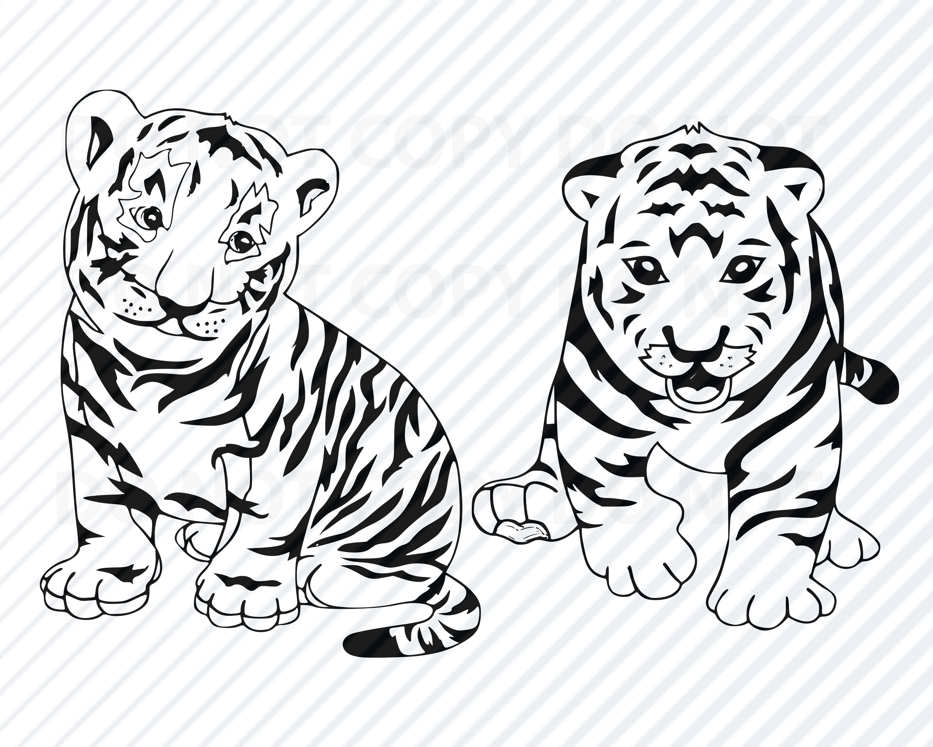Download Baby Tiger 2 Svg Black White Transfer Vector Images Tiger Etsy