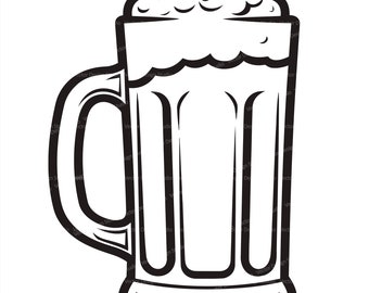 Beer Mug SVG File - Beer Glass Vector Images, Foaming beer Silhouette, 0ctoberfest SVG design, drinking svg ClipArt