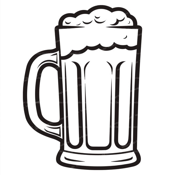 Beer Mug SVG File - Beer Glass Vector Images, Foaming beer Silhouette, 0ctoberfest SVG design, drinking svg ClipArt