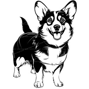 Corgi SVG & Png-bestand, hond clipart silhouet, hondenras vectorafbeeldingen, hond illustraties, SVG voor shirts, digitaal afdrukbestand