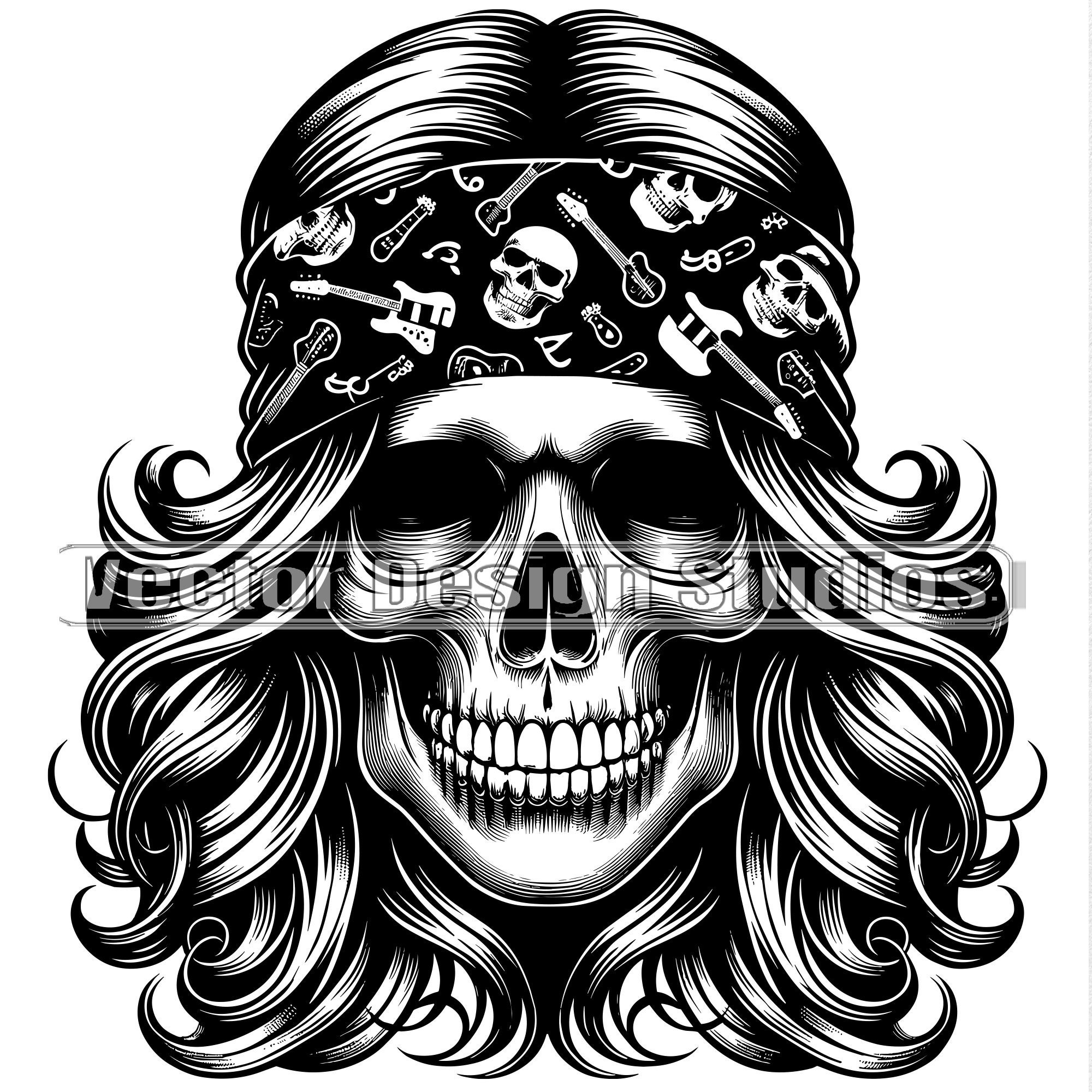 Rocker Mom Skull SVG, Bandana Girl Clipart (digital Download) - Etsy