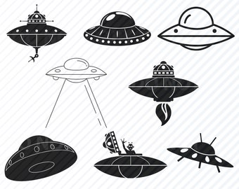 UFO svg Bundle - Alien Vector Images Silhouette Clip Art UFO's SVG Files - Eps, Png, dxf Space ClipArt Space ship svg outer space