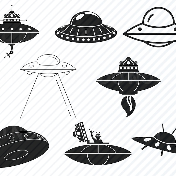 UFO svg Bundle - Alien Vector Images Silhouette Clip Art UFO's SVG Files - Eps, Png, dxf Space ClipArt Space ship svg outer space