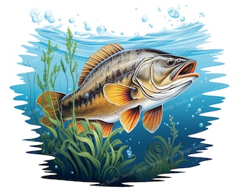 Bass Fishing Png image pour Sublimation, Bass fish T shirt Design, tumbler clip art