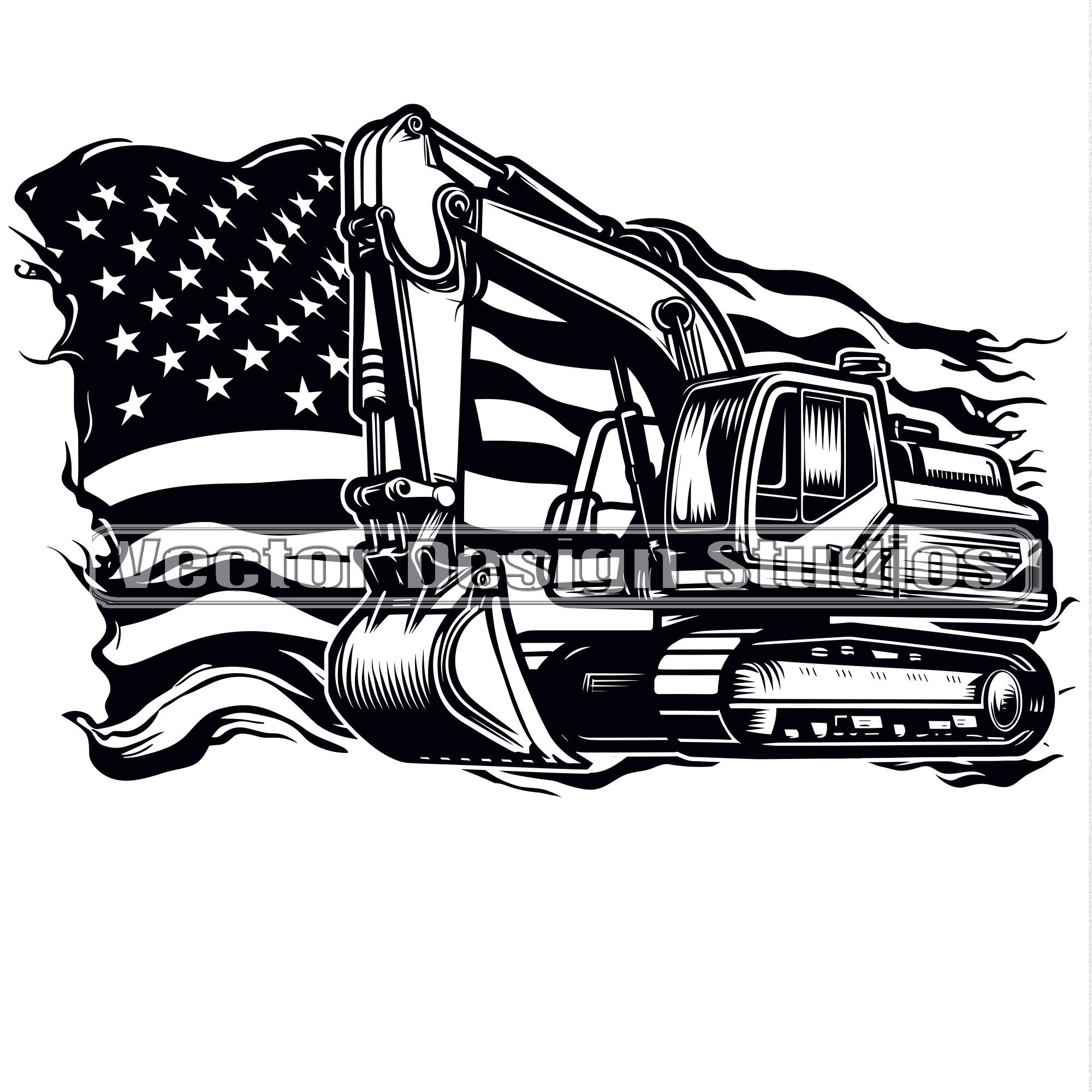 Crazy Cat Man Excavator Track Hoe Caterpillar Vinyl Decal Sticker – Golden Yellow, Glossy, Made In USA