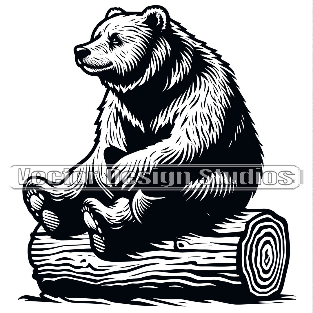 Sitting Bear Svg & PNG Files, Woodland Animals Clipart Silhouette