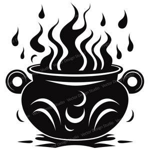Halloween Witch Cauldron  Svg File Graphic, Silhouette Vector Image clip art, Witch Caldron Cut file, Cnc File Digital Download