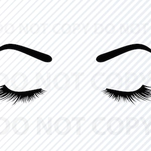 Womans Eyelashes  with Eyebrow SVG File  - Eyelash Vector Images Clipart Silhouette - Face design element Eps, Eyelash Png ,Dxf