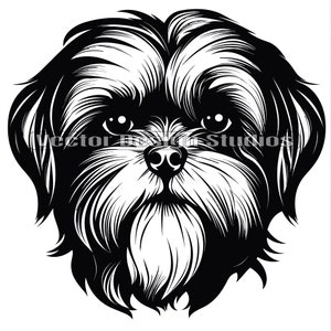 Shih Tzu Face SVG & Png Files, Vector Images Clipart, Dog Shih Tzu head SVG Image Shirt Designs, Digital Download Sublimation Graphic