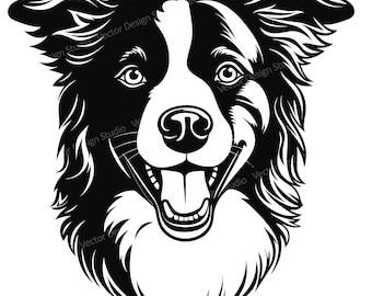 Border Collie Head SVG – Dog Profile Vector Clipart (Digital Download)