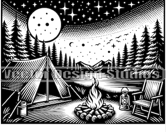 Camping SVG, Campfire Vector Clipart (Digital Download)