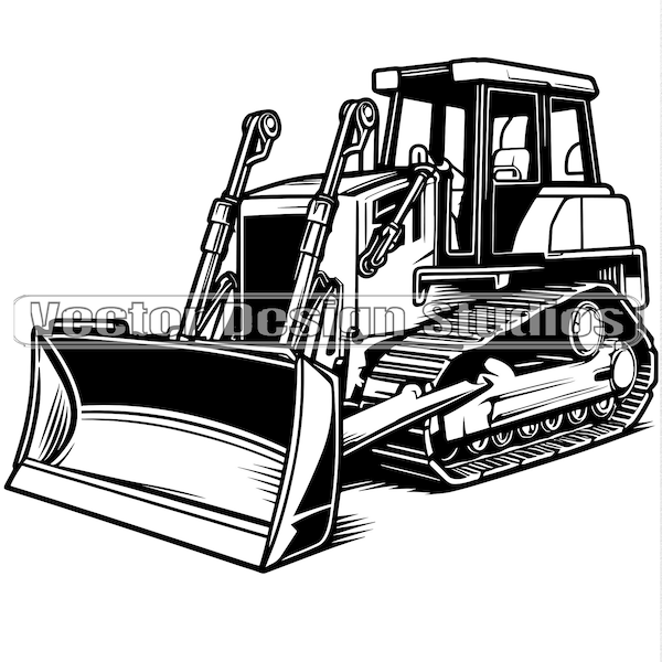 Bulldozer Svg & PNG Files, Construction Vehicle Clipart, Silhouette Vector Image, Heavy Equipment Cut File SVG for shirts Digital Download