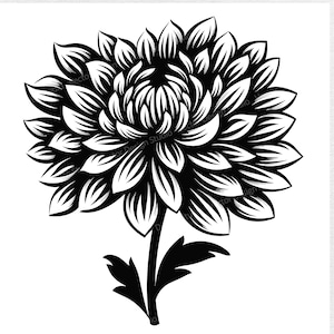 Chrysanthemum Flower SVG File For November Birth Month - Floral Vector Images, Flowers Silhouette, Chrysanthemums SVG design, Flower ClipArt